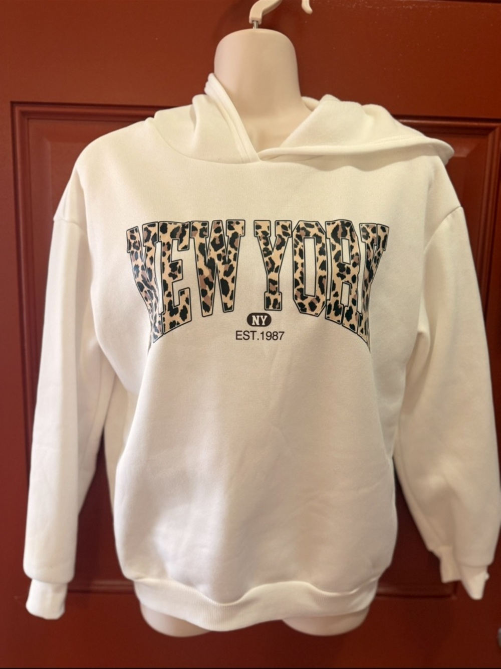 SHEIN Youth "New York" Leopard Sweatshirt Hoodie Tank- Youth 12Y